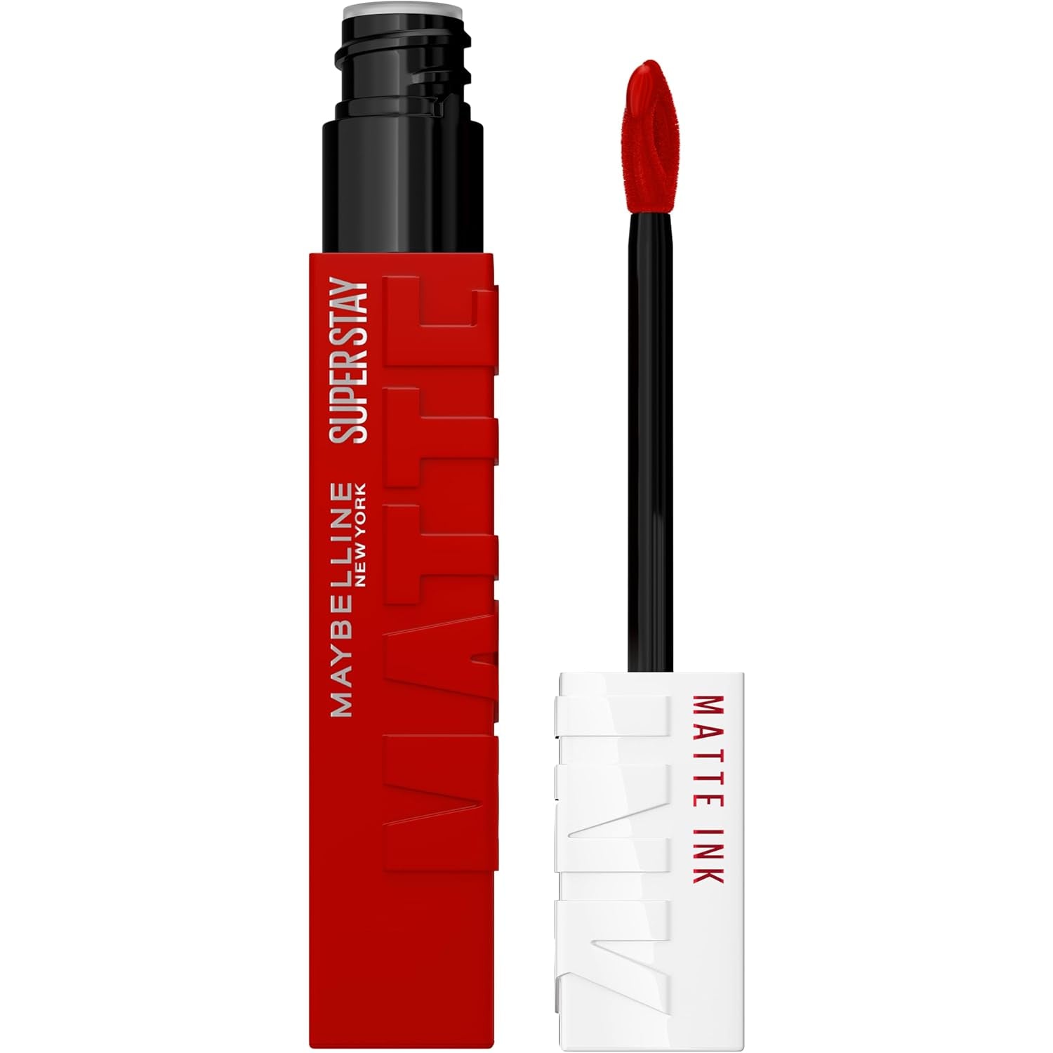 Maybelline Super Stay Matte Ink Liquid Lipstick Makeup, Long Lasting High Impact Color, up to 16H Wear, Exhilarator, Ruby Red, 1 Count