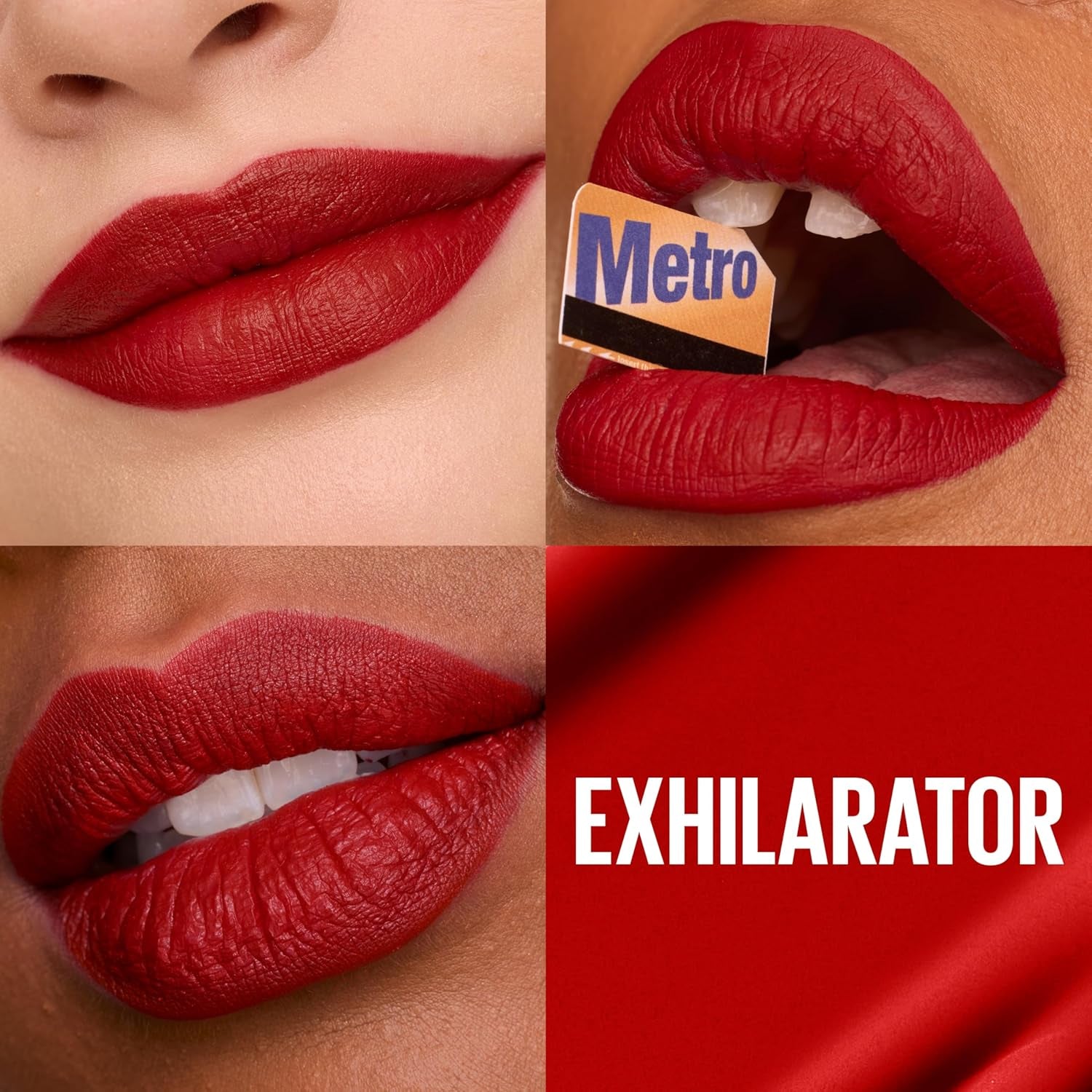 Maybelline Super Stay Matte Ink Liquid Lipstick Makeup, Long Lasting High Impact Color, up to 16H Wear, Exhilarator, Ruby Red, 1 Count