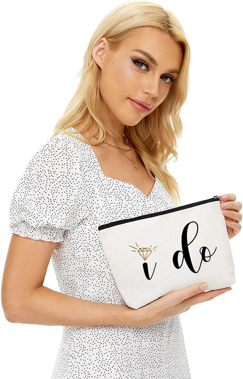 Engagement Gifts for Her,Bridal Shower Gifts-I Do-Bride Gifts,Makeup Bag Make up Pouch Bride to Be Gift Wedding Vows(Makeup Bag-I Do)